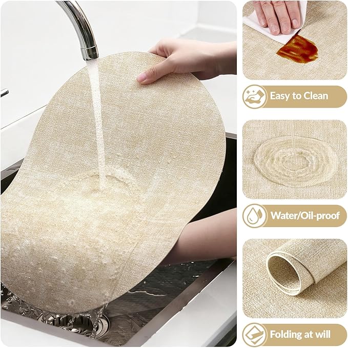 Placemats Set of 4, 11.8 x 17 Inch, Waterproof Wipeable Reversible PU Placemat - Image 5