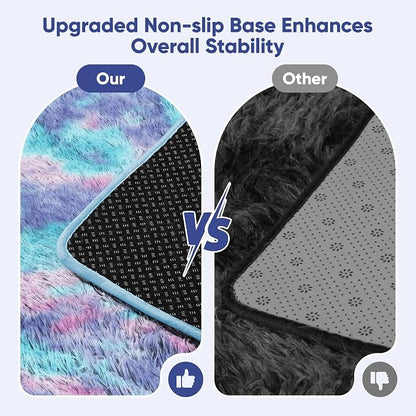 Rainbow Fluffy Rugs for Girls Bedroom: 9x12 Large Shag High Pile Area Rug - Image 6