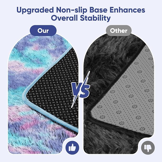 Rainbow Fluffy Rugs for Girls Bedroom: 6x9 Large Shag High Pile Area Rug - Image 6