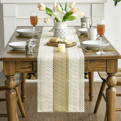 Artoid Mode Burlap Brown Farmhouse Rustic Table Runner 12x60 Inch | Seasonal - Image 2