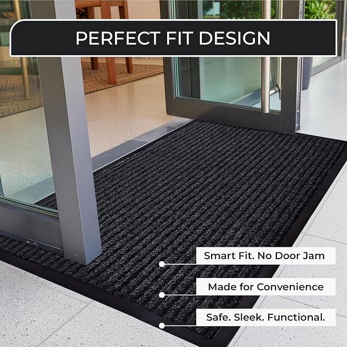 Heavy Duty Entry Mat 2' x 3', Low Profile Door Rug - Image 5