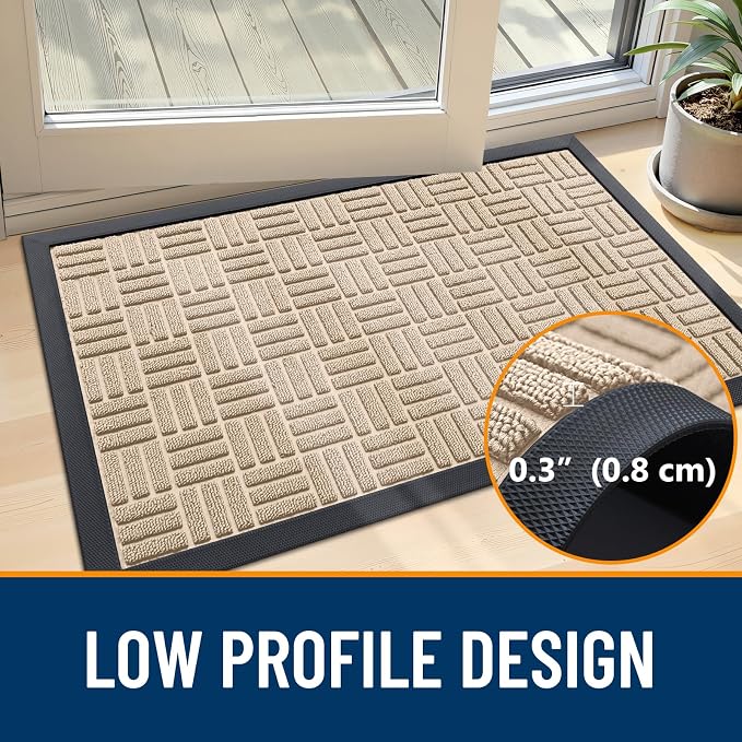 OLANLY Front Door Mat Outside Entrance 35x23, Heavy Duty Sturdy Natural Rubber - Image 5