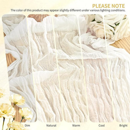 30 Pack Cheesecloth Table Runner 10FT Ivory White Table Runner Boho Gauze - Image 7