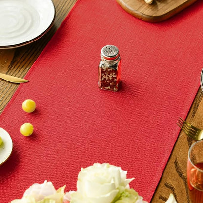 Artoid Mode Red Tassel Table Runner, Christmas New Year Linen Blend Rustic - Image 7