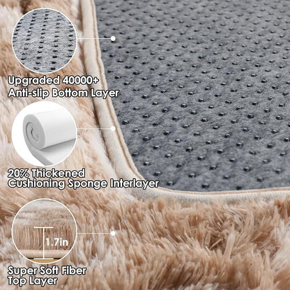ONASAR Rugs for Living Room Bedroom, Tie-Dyed Beige 5x8 Fluffy Bedside Area Rug - Image 3