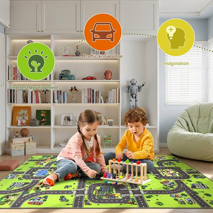 Terrug Kids Rug for Playroom, Non-Slip Washable Educational City Map for - Image 6