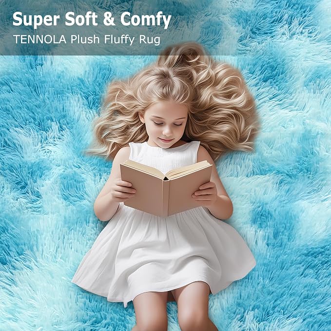Light Blue Fluffy Rug for Bedroom Living Room, 2x6 ft Soft Sky Blue Bedroom - Image 9