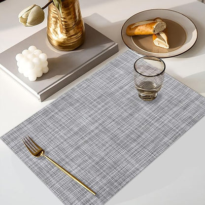 Vinyl Placemats Set of 6, PVC Woven Washable Non-Slip Table Mats, Heat - Image 5
