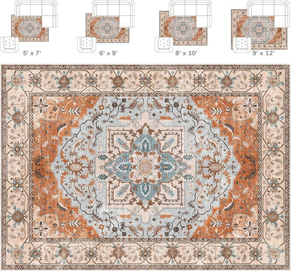 Lessymo 5x7 Area Rugs- Machine Washable Area Rugs, Super Soft Faux-Wool Area Rug - Image 9