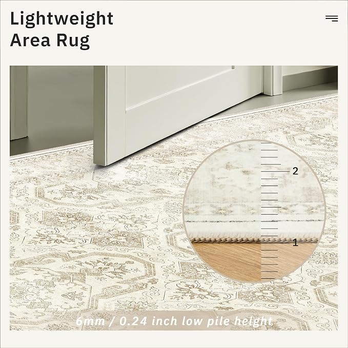Soalmost 4x6 Area Rugs for Living Room, Vintage Washable Rugs for Dining Room - Image 7