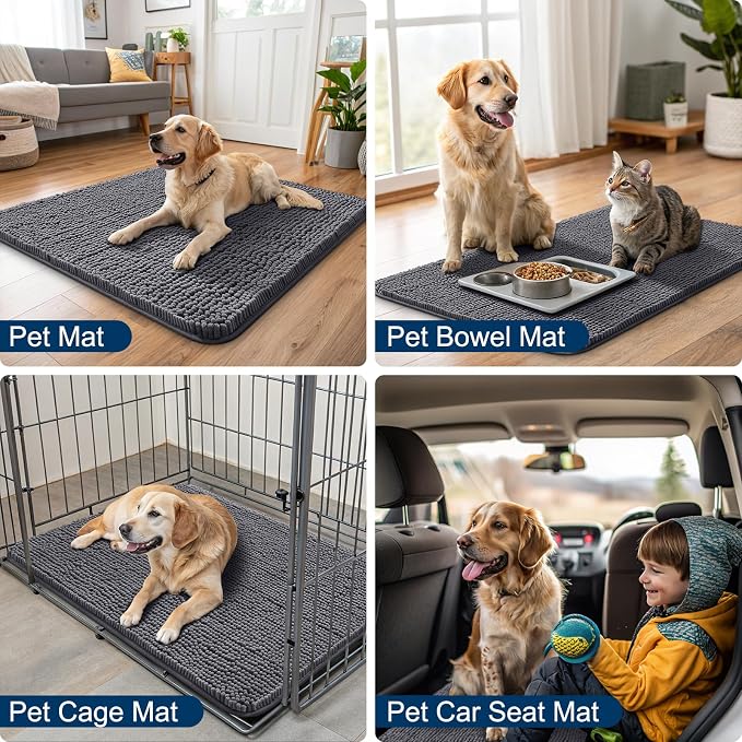 Smiry Dog Door Mat for Muddy Paws 59x32, Absorbent Dirt Trapper, Non-Slip - Image 6