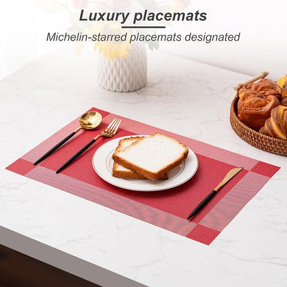 Placemats Set of 4 Washable IndoorB-Four-Corner-red | Outdoor Vinyl Place Mats - Image 5
