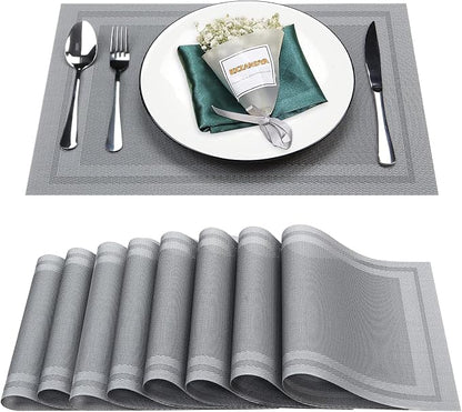 Placemats Set of 8, Vinyl PVC Heat Resistant Washable Placemats Set, Non Slip by BxzanDya-LifeSmartMaker