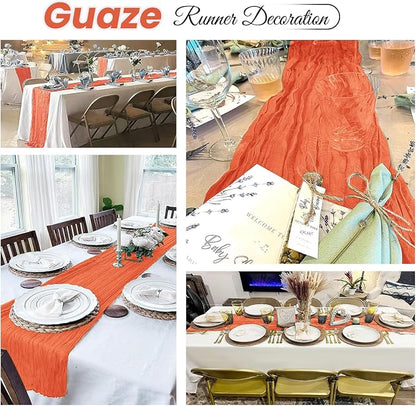 8 Pack Orange Cheesecloth Table Runner 20 x 120 inch Gauze Table Runners 10 FT - Image 5