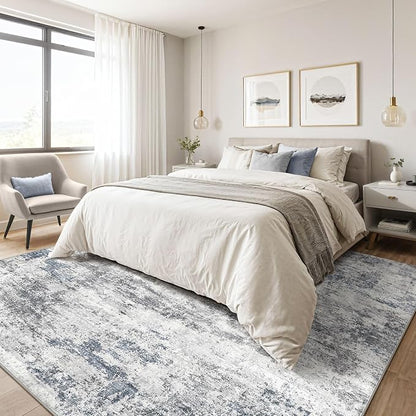 7x9 Area Rug Living Room: Washable Large Abstract Neutral Modern Soft Rugs - Image 4