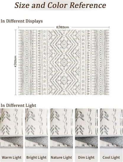 Miukiki 4x6 Area Rug for Living Room Moroccan Washable Rugs Non Slip Indoor - Image 2