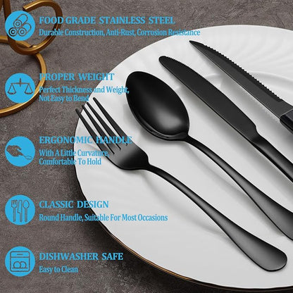 72 Pcs Black Silverware Set - Image 3