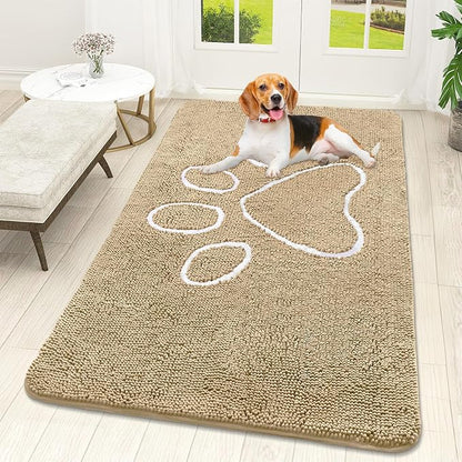 OLANLY Dog Door Mat for Muddy Paws 59x32, Paw Print Design, Absorbs Moisture by OLANLY