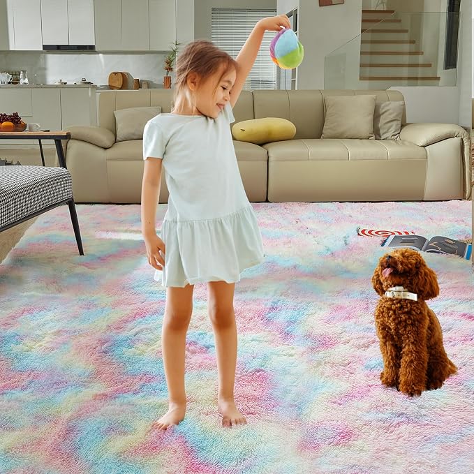 Ultra Soft Rug for Living Room, 8X10 Fluffy Shag Area Rug for Bedroom, Modern - Image 5