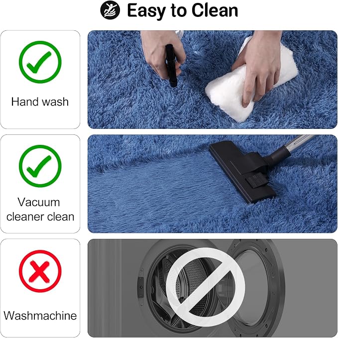 qulint Blue Area Rug for Living Room 9x12, Modern Fluffy Large Rug for Bedroom - Image 4