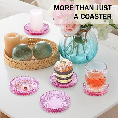 Modern Clear Glass Coasters Set of 6, Cute Coasters Table Mats - Image 6