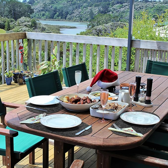 Placemats Set of 8 Non-Slip, Heat Resistant Oval Leather Place mats Double Layer - Image 4
