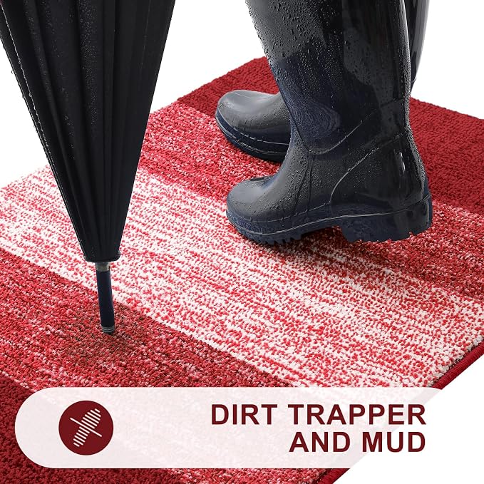 Kitinjoy Indoor Outdoor Door Mat, 54x24 Non-Slip Absorbent Dirt Trapper - Image 2