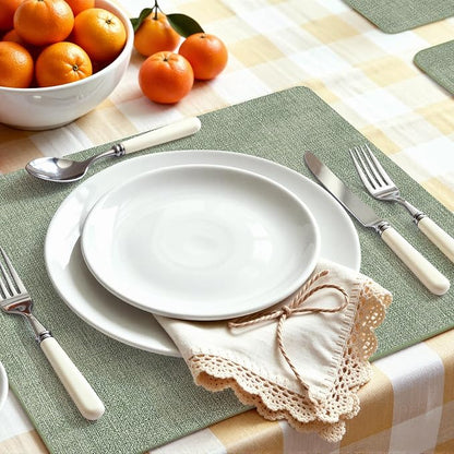 Faux Leather Heat Resistant Placemats 8 Packs, Waterproof Wipeable Dining PU - Image 7