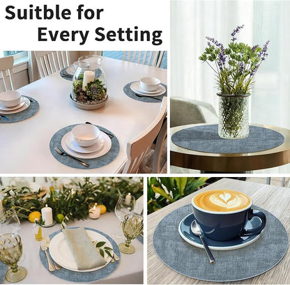 Maxpearl Faux Leather Round Placemats Set of 6, 13.8 inch, Heat Resistant - Image 9