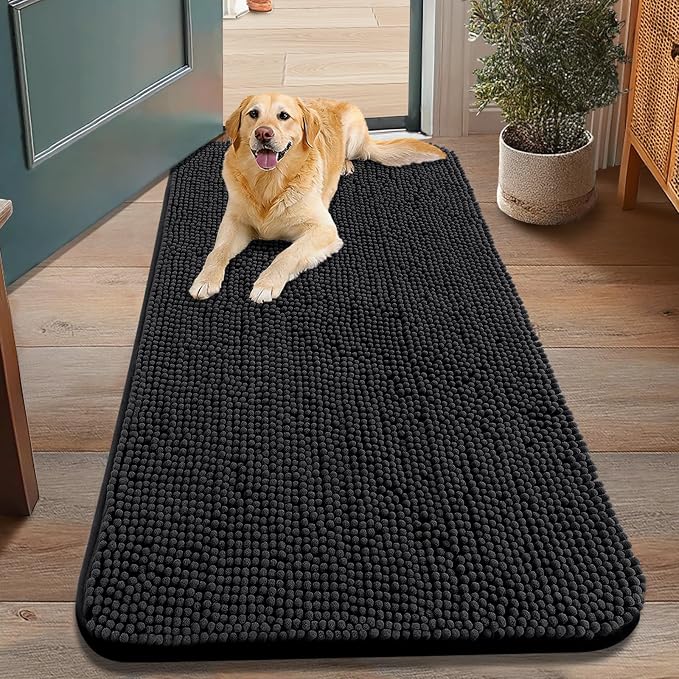 Smiry Dog Door Mat for Muddy Paws 48x30, Absorbent Dirt Trapper, Non-Slip by Smiry
