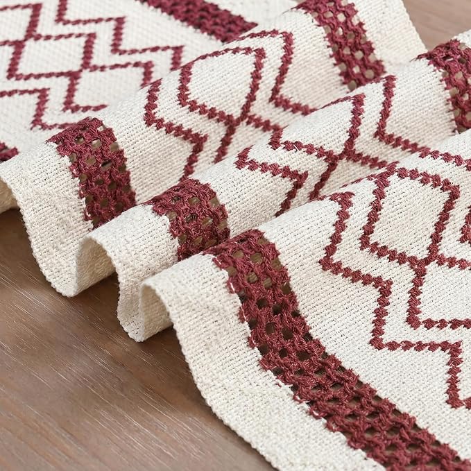 Artoid Mode Red Stripe Diamond Woven Table Runner 12x72 Inch | Holiday - Image 6