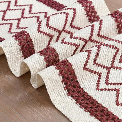 Artoid Mode Red Stripe Diamond Woven Table Runner 12x72 Inch | Holiday - Image 6