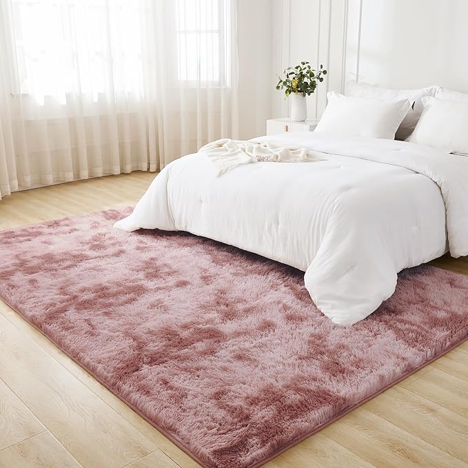 Litanika 9x12 Shag Area Rug for Living Room Bedroom, Tie-Dyed Dusty Pink High - Image 3
