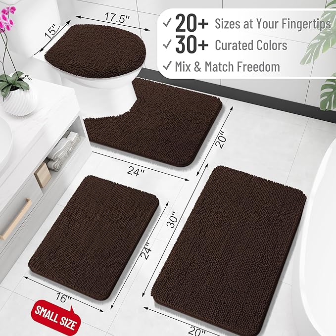 OLANLY Small Bathroom Rugs 24x16, Extra Soft Absorbent Chenille Bath Rugs - Image 2