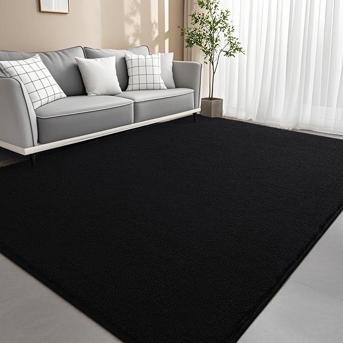 6x9 Feet Black Area Rugs for Bedroom, Indoor Washable Memory Foam Rug for by Woottpe
