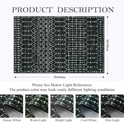 Lahome Moroccan Black Rug for Living Room Washable Area Rug 5x7 Non-Slip - Image 2