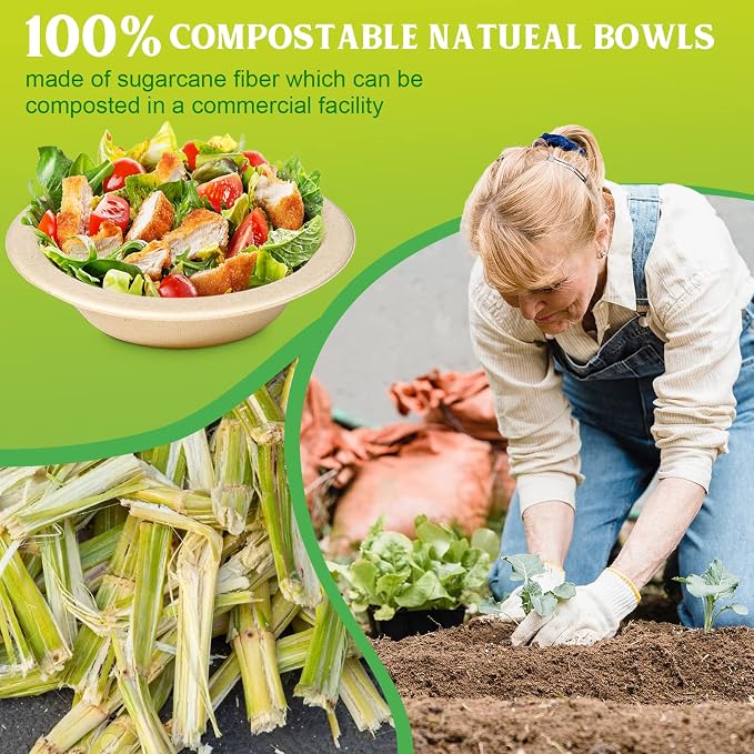 greensight 12oz Compostable Paper Bowls, 200 Pack Disposable Heavy Duty | - Image 3