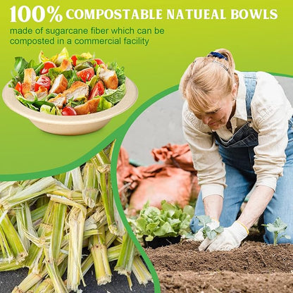 greensight 12oz Compostable Paper Bowls, 200 Pack Disposable Heavy Duty | - Image 3