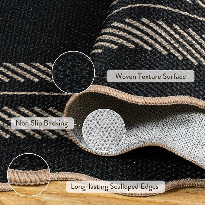 LIVEBOX Scalloped Washable 3x5 Outdoor Rug, Indoor Non Slip Patio Rugs - Image 5
