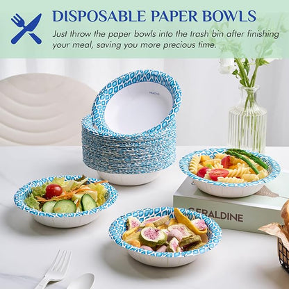 MUCHII 12 Oz Paper Bowls 200 Counts Disposable Bowls, Printed Soak Proof Small - Image 4