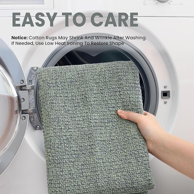 EARTHALL Washable Area Rugs 6x9 Ft Non Slip Living Room Rugs Cotton Rubber - Image 3