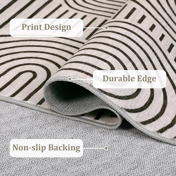 Washable Rug 6ft Area Rugs for Living Room, Abstract Rug for Bedroom, Soft - Image 7