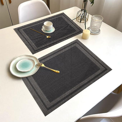 Black Gold Vinyl Placemats Set of 6, Heat Resistant Table Placemats | 18x12 - Image 6
