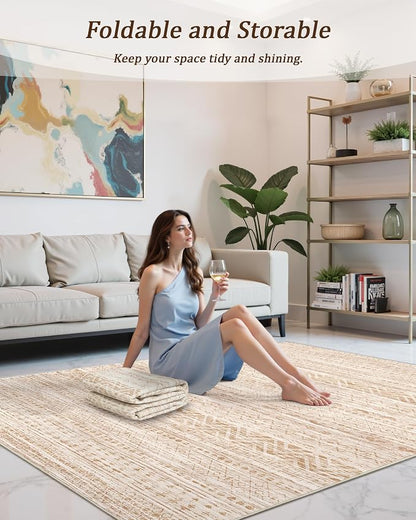 Miukiki 5x7 Area Rug for Living Room Moroccan Washable Rugs Non Slip Indoor - Image 5