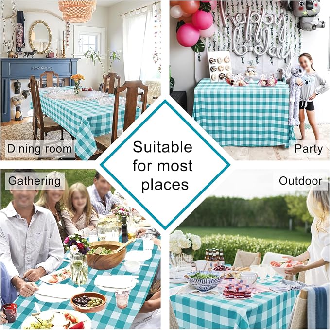 Checkered Tablecloth Square, 70 x 70 Inch - Image 4