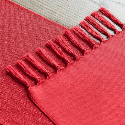 Artoid Mode Red Tassel Table Runner, Christmas New Year Linen Blend Rustic - Image 4