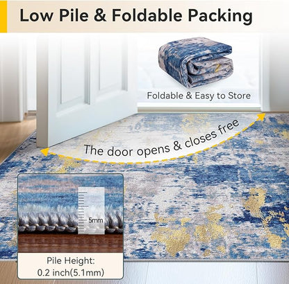 RELEANY Washable Area Rugs 2x7 Non-Slip Modern Abstract Soft - Image 4
