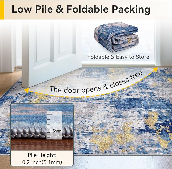 RELEANY Washable Area Rugs 2'6"x12 Non-Slip Modern Abstract Soft - Image 3