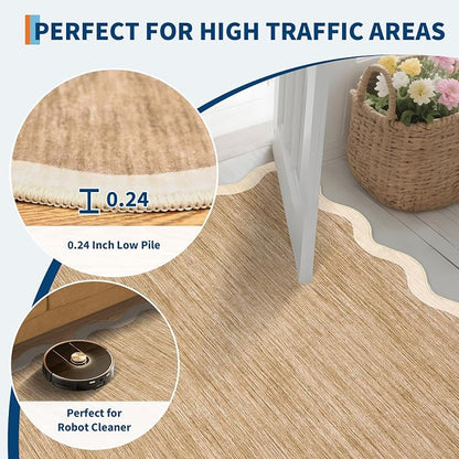 GarveeHome Scalloped Washable Area Rug 3x5 Small Entryway Rug Non Slip Modern - Image 6