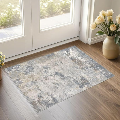 UERMEI 2x3 Entryway Area Rug: Washable Neutral Modern Abstract Small Rug - Image 2